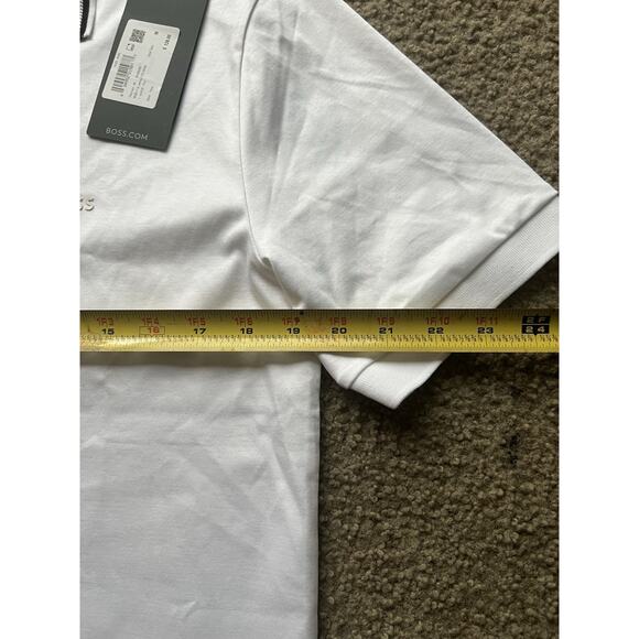 BOSS PENROSE 38 STRIPED COLLAR SLIM FIT POLO SHIRT Whit, Size M, NEW - Picture 5 of 10
